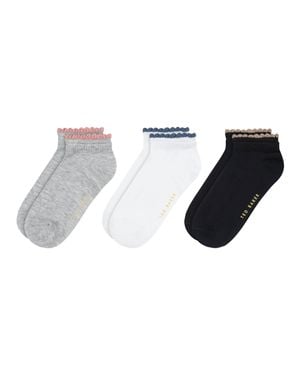 Ted Baker 3 Pack Scalloped Low Cut Ankle Socks - Blue