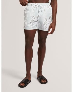 Ted Baker Verdes Palm Print Mid-Length Swim Shorts - White