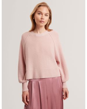Ted Baker Vicckii Merino Wool Knit Balloon Sleeve Jumper - Pink