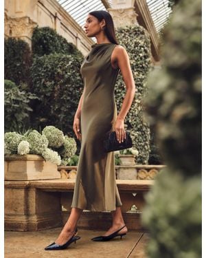 Ted Baker Liimaa Sleeveless Cowl Neck Satin Midi Dress - Green