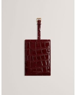 Ted Baker Clairrs Croc Effect Passort Cover & Luggage Tag - Red