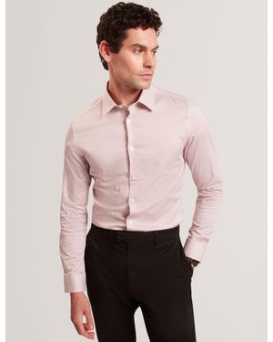 Ted Baker Olweno Micro Geo Print Long Sleeve Slim Shirt - Pink