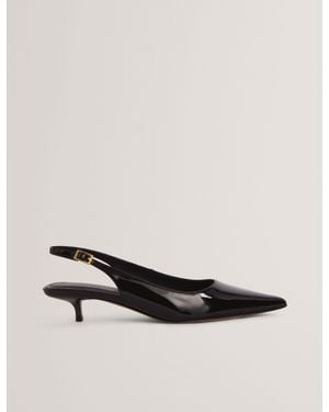 Ted Baker Kitiy Patent Leather Slingback Kitten Heel Shoes - Natural