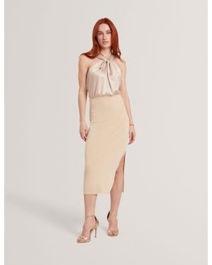 Ted Baker Mellana Twist Neck Sleeveless Knit Midi Dress - Natural