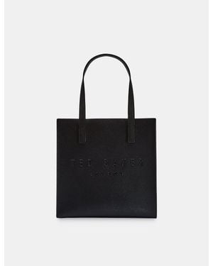 Ted Baker Crosshatch Textured Faux Leather Tote Bag 25Cm X 25Cm X 12Cm Small Icon - Black