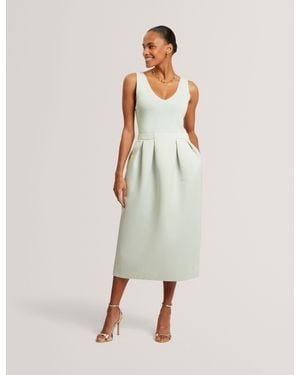 Ted Baker Verlene Sleeveless Knit & Satin Tulip Midi Dress - Multicolour