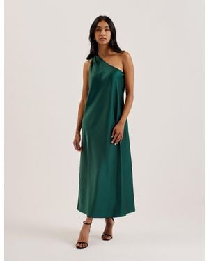 Ted Baker Satin One Shoulder Midi Dress - Green