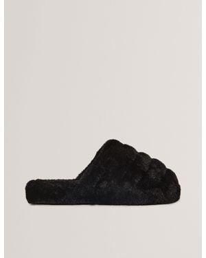 Ted Baker Lopsey Plush Faux Fur Mule Slippers - Black