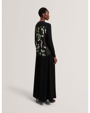 Ted Baker Sereny Foliage Print Woven Back Jumper - White