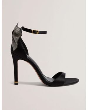 Ted Baker Criissy Rhinestone Bow Satin Stiletto Sandals - Black