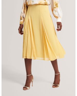 Ted Baker Renela Pleated Midi Skirt - Yellow