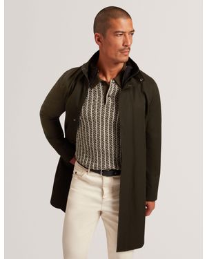 Ted Baker Ruabon Funnel Neck Longline Jacket With Liner - Black