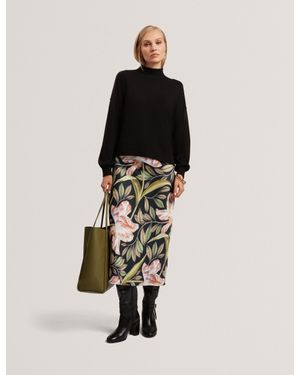 Ted Baker Bergnia 2-In-1 Printed Satin Slip Dress With Knit Jumper - Black