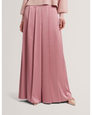 Ted Baker Duuva Satin Box Pleat Wide Leg Trousers - Pink