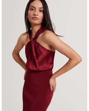 Ted Baker Mellana Twist Neck Sleeveless Knit Midi Dress - Red