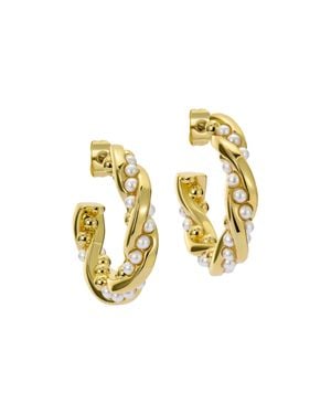 Ted Baker Twisted Pearl Hoop Earrings - Metallic