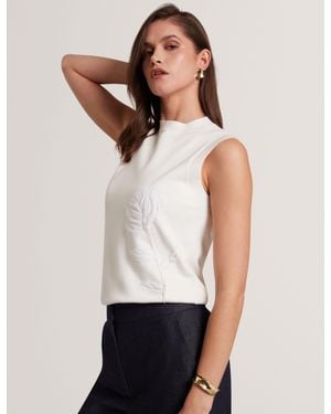 Ted Baker Nyeli Applique Rose Knitted Tank Top - White