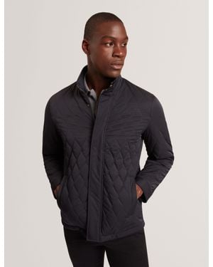 Ted Baker Hollbec Diamond Quilted Zip Field Coat - Blue