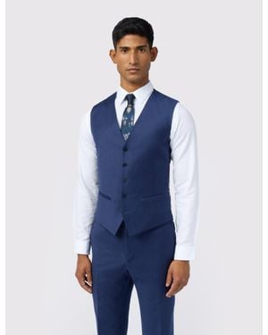 Ted Baker Keatsw Flannel Wool Rich Slim Suit Waistcoat - Blue