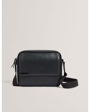 Ted Baker Sampson Crosshatch Pu Crossbody Messenger Bag - Black