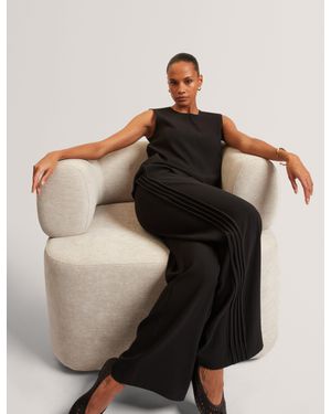 Ted Baker Gorjja Piping Detail Wide Leg Trousers - Black