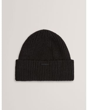 Ted Baker Lidiaas Wool Blend Ribbed Knit Beanie Hat - Black