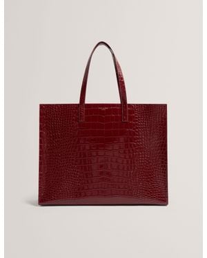 Ted Baker Wellma Glossy Croc Effect Wide Icon Tote Bag - Red