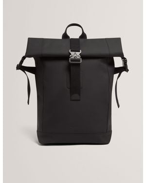 Ted Baker Rivers Rubberised Pu Roll Top Backpack - Black