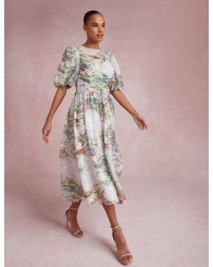 Ted Baker Jonora Lilypad Print Puff Sleeve Midi Dress - Multicolour
