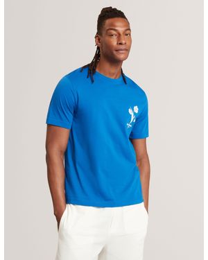 Ted Baker Cahel Floral Logo Graphic Cotton T-Shirt - Blue