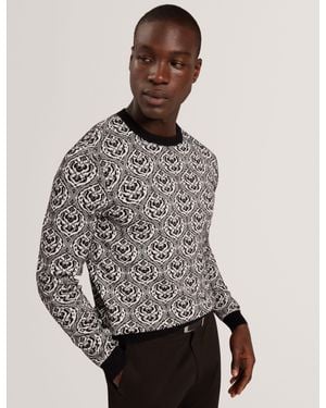 Ted Baker Courte Floral Jacquard Crewneck Jumper - Grey