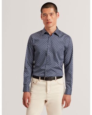 Ted Baker Sef Slim Fit Geometric Circle Print Shirt - Blue