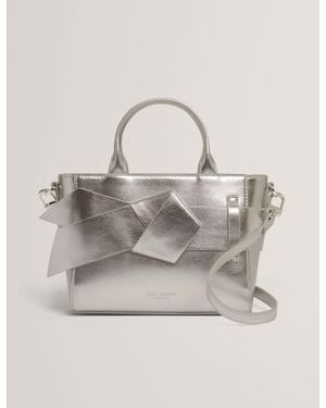 Ted Baker Jimisie Metallic Knot Bow Mini Tote Bag - Grey