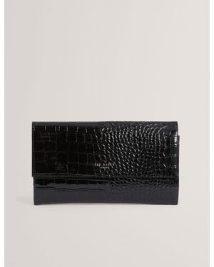 Ted Baker Viviia Patent Croc Travel Organiser Wallet - Black