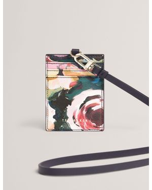 Ted Baker Kelss Rose Print Pu Card Holder Lanyard - Grey