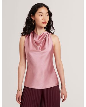Ted Baker Zepha Satin High Cowl Neck Sleeveless Top - Red