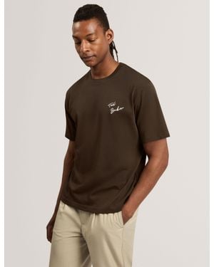 Ted Baker Mayllon Relaxed Cotton Graphic Print T-Shirt - Brown