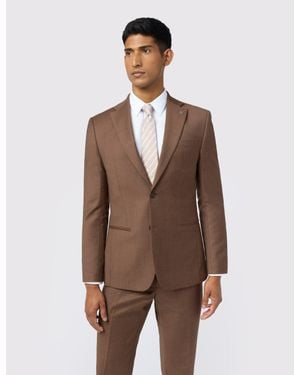 Ted Baker Eliotj Flannel Wool Rich Slim Suit Jacket - Brown