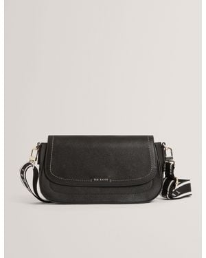 Ted Baker Louiize Webbing Leather Baguette Crossbody Bag - Black