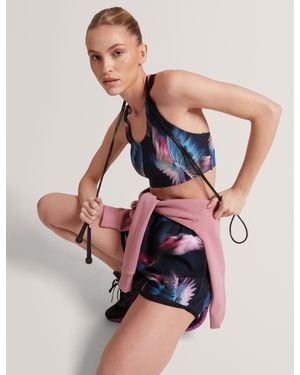 Ted Baker Dilys Feather Print Loose Running Shorts - Blue