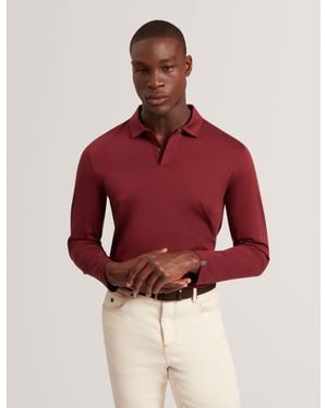 Ted Baker Ignac Soft Touch Jersey Long Sleeve Polo - Red
