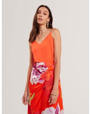 Ted Baker Lulea Chiffon Detail V-Neck Strappy Cami Top - Red
