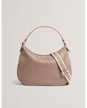 Ted Baker Lyshia Webbing Strap Large Leather Hobo Bag - Natural