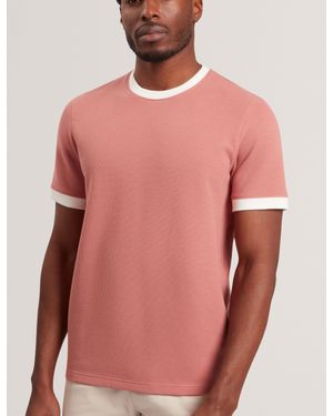 Ted Baker Alarico Waffle Knit Contrast Trim T-Shirt - Pink