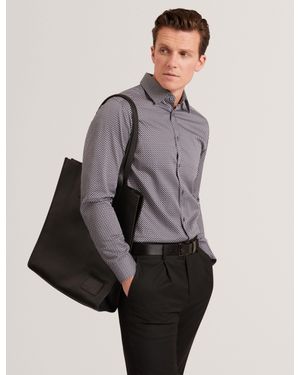 Ted Baker Jozef Slim Fit Micro Geometric Print Shirt - Grey