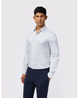 Ted Baker Blume Muted Floral Print Stretch Cotton Shirt - White