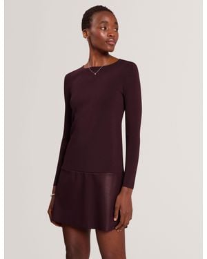 Ted Baker Zephie Mini Dress With Faux Leather Skirt - Purple