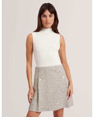 Ted Baker Ekaam Sleeveless Boucle Knit Mini Dress - White