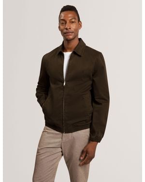 Ted Baker Pollock Garment Dyed Cotton Stretch Overshirt - Brown