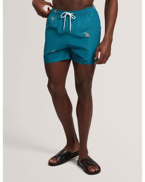Ted Baker Brentwd Goldfish Print Drawstring Swim Shorts - Blue